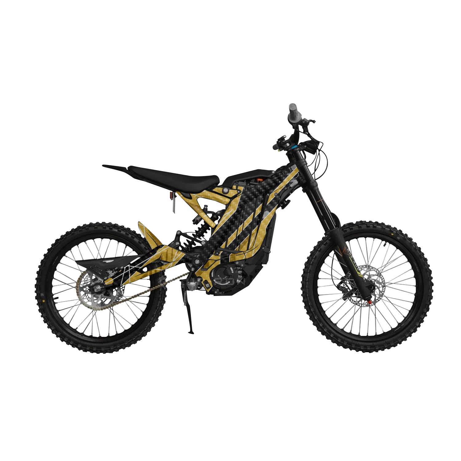 Carbon Fiber Surron Light Bee Graphics Kit Wrap - Racing Chaos Yellow - Sur-Ron Skin - Premium 3M Vinyl Protective Wrap Decal Cover - Easy to Apply | Crafted in The USA by MightySkins
