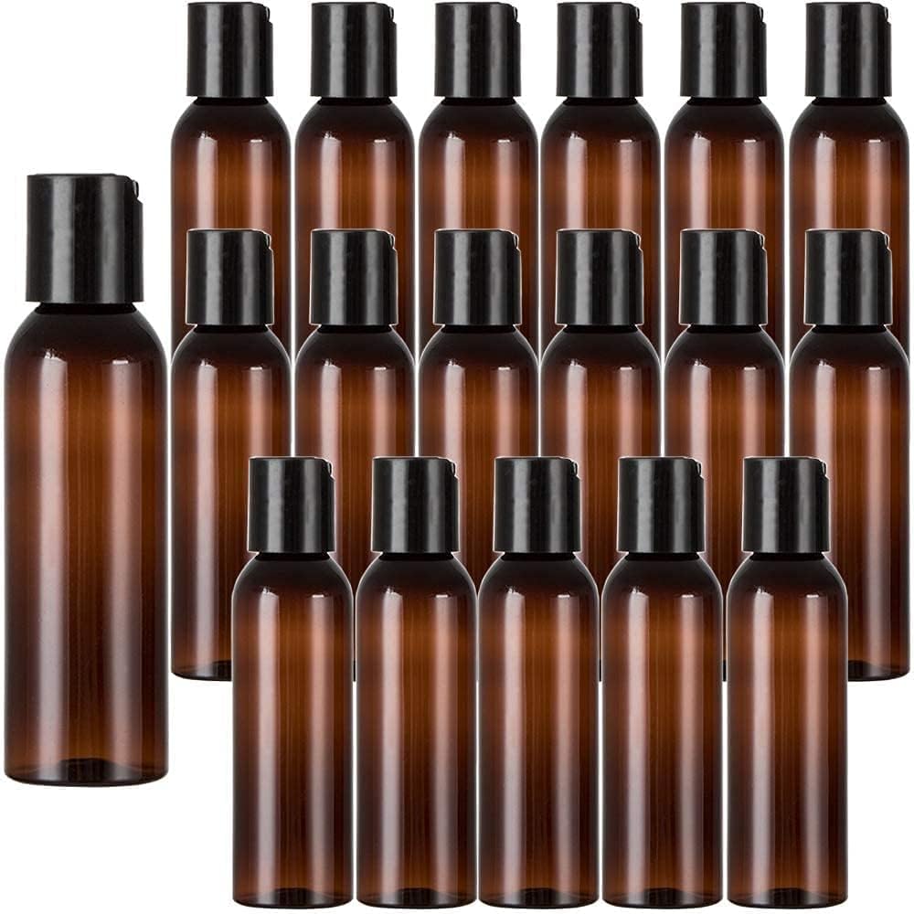 SHREE MAHA 100ml Amber Empty Plastic Bottles - Refillable Travel Size Cosmetic Containers, Leak Proof Squeeze Bottles with Black Flip Caps for Toiletries, Shampoo (Pack of 10)-image-48