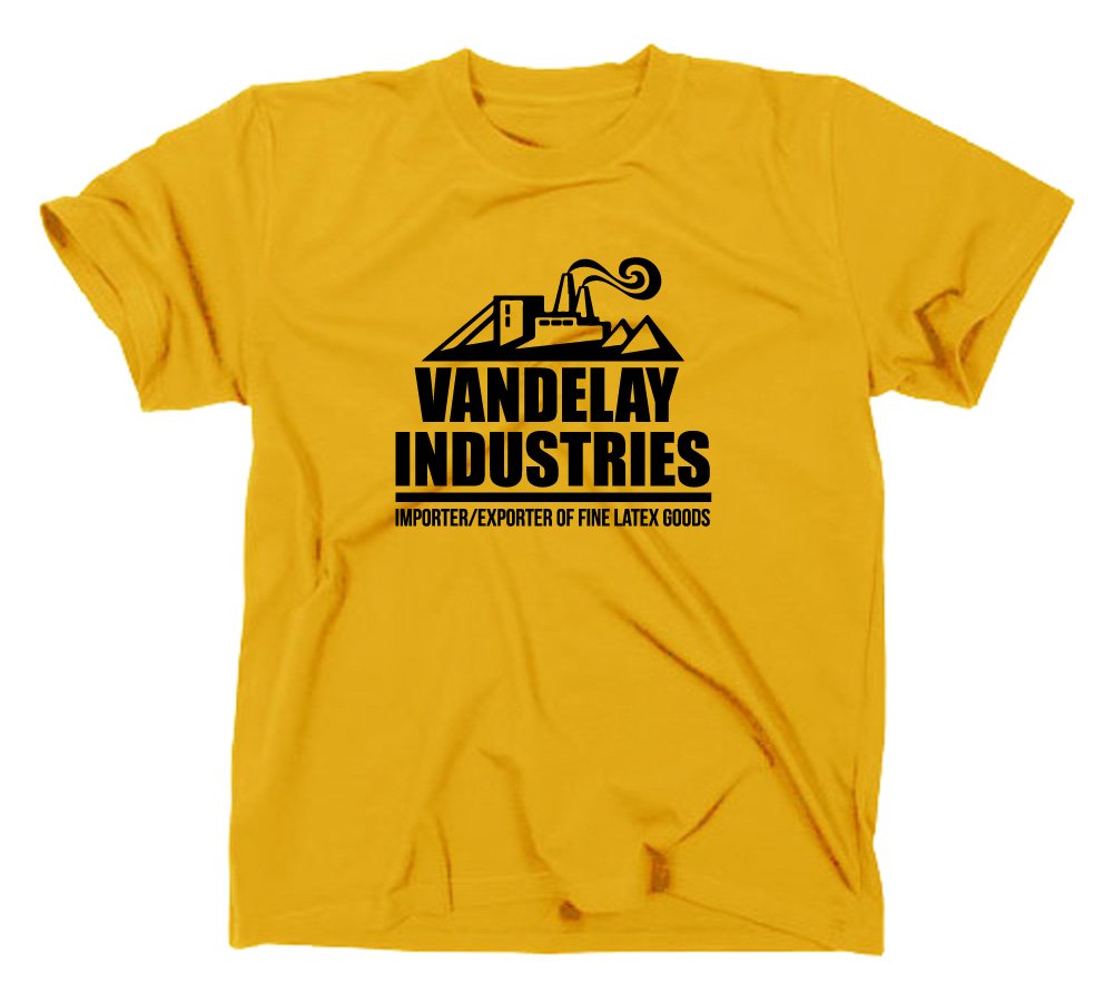 Styletex23 Men's Yellow Vandelay Industries T-Shirt, L,