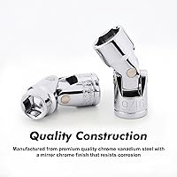 Vista 4 de CASOMAN Juego de llaves flexibles universales de 3/8 pulgadas, SAE&Metric, 3/8" a 3/4", 0.394 in a 0.748 in, 6 puntos, CR-V, cabezal giratorio