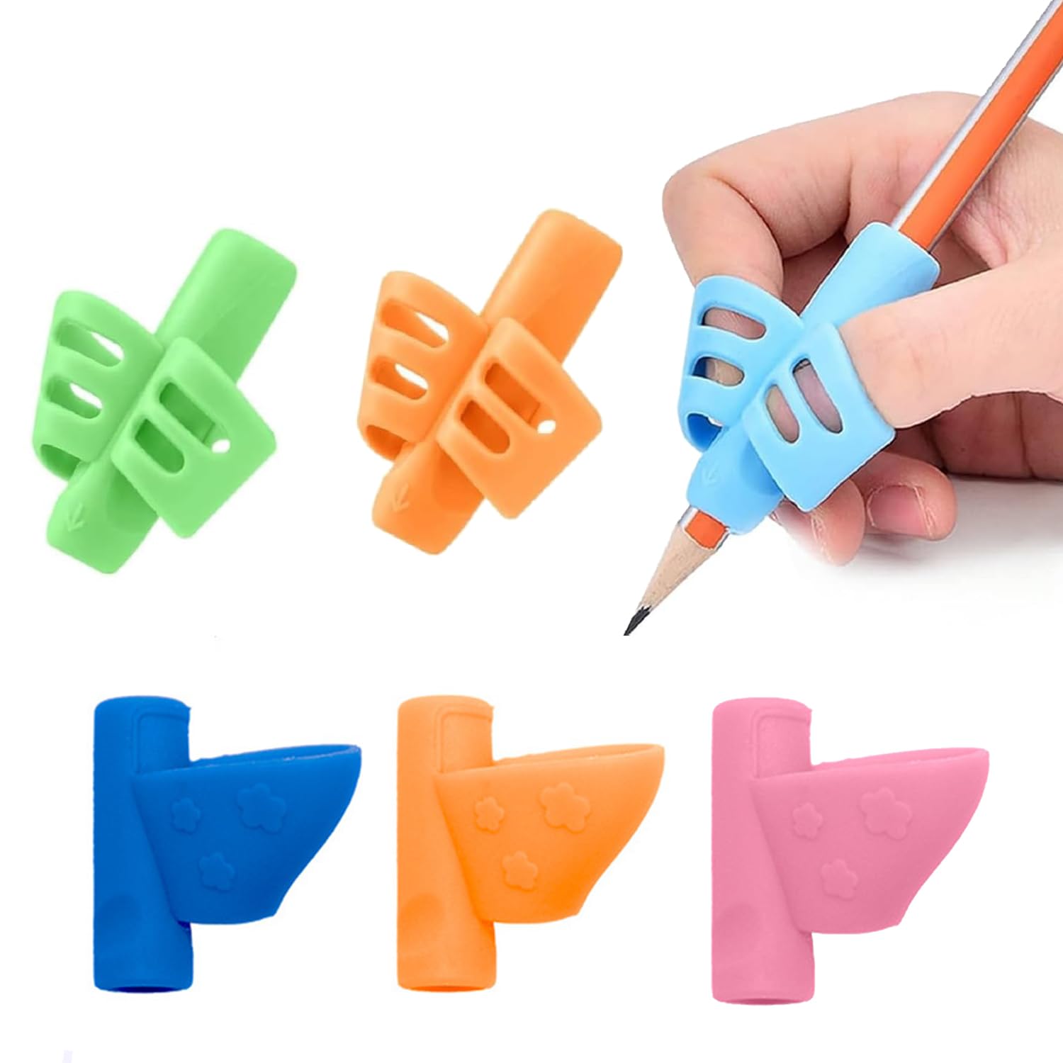 Voarge 6 Pezzi Guida Dita Scrivere Bambino, Guida Dito in Silicone, Matita Grip per Bambini Ergonomico Aiuto Scrittura Per Bambini Adulti Esigenze Studenti