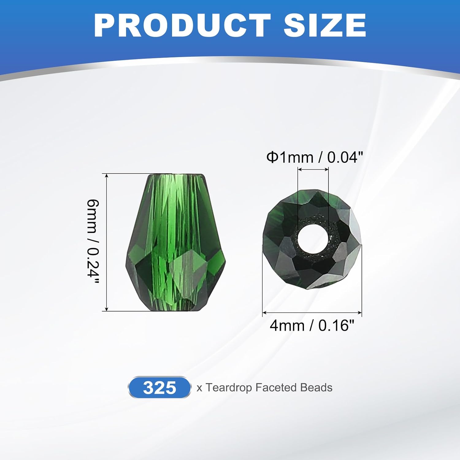 PATIKIL Teardrop Faceted Beads, 325 Pcs Dark Green Bicone Birthstone Bead Glass Crystal Assortments Vertical Hole Shape for DIY Crafting Bracelet Necklace Jewelry Making, 4x6mm - Image 2