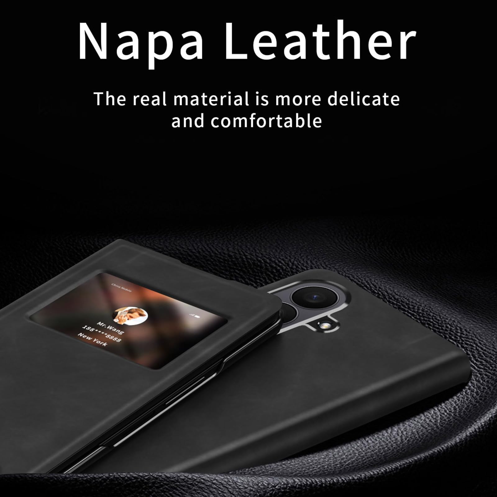 Funda con Tapa For Samsung Galaxy Z Fold 8 Ultra, Funda De Piel De Lujo Ligera con Función Atril, Cierre Magnético, Ventana De Visualización(Black)