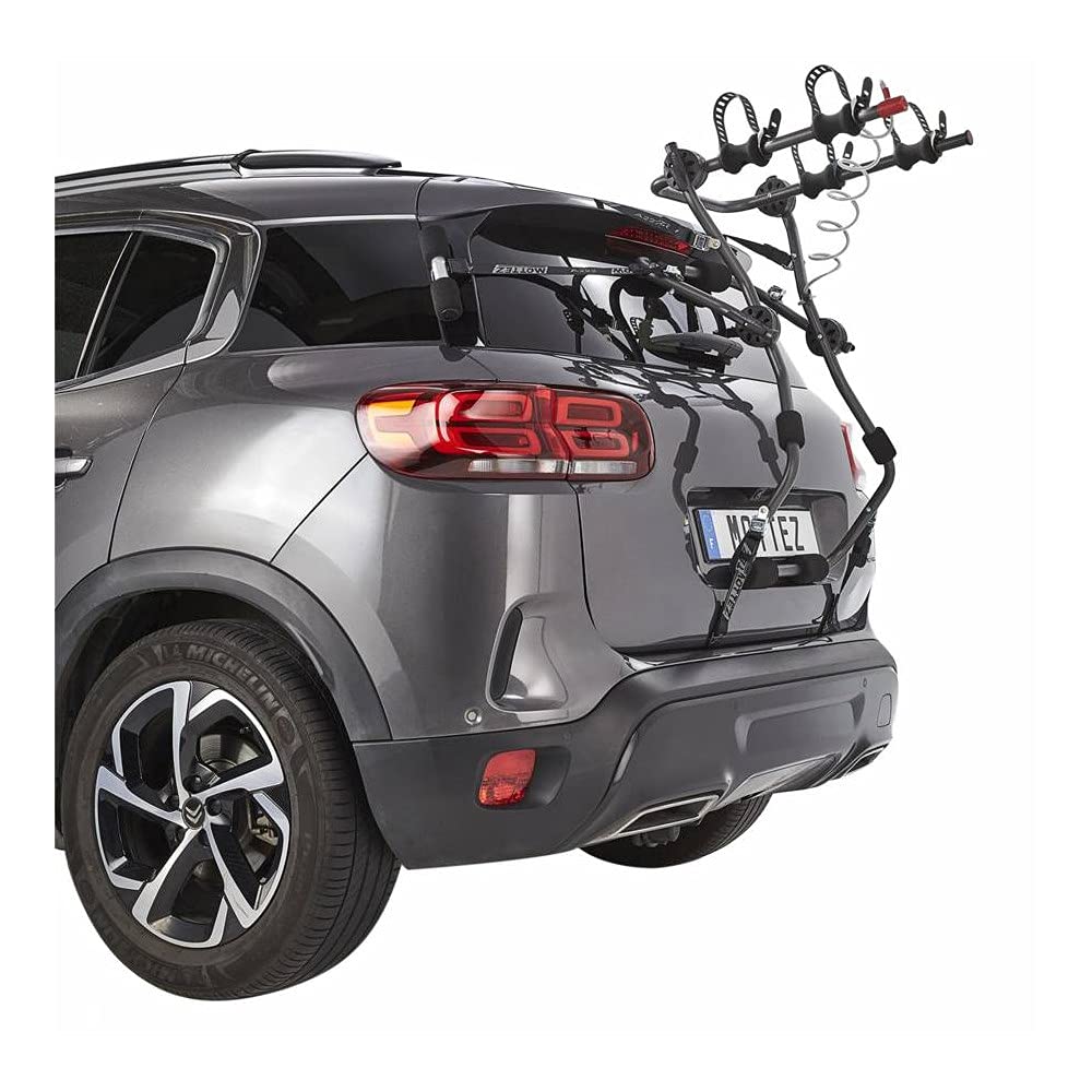 Porte Velo hayon 5 Sangles mottez Shiva 2 elec Acier 2 velos VAE/e Bike (40 kgs Max), Noir