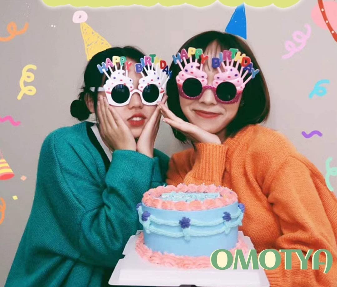 Fun Affairs Cup Cake Style Funny Happy Birthday Letter Party Pink Green Multicolor Sunglasses/Goggles, 1 Pc, White 3
