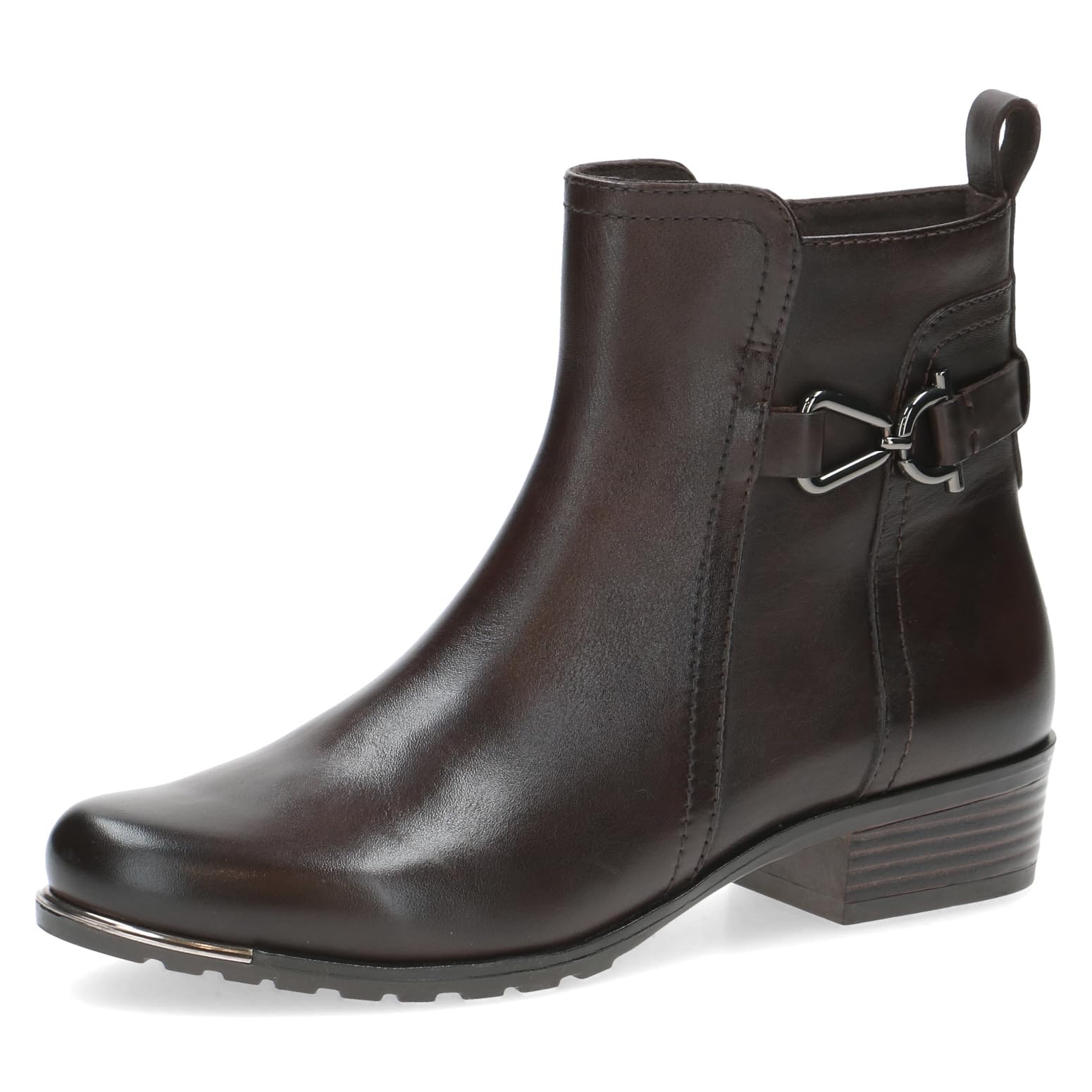 CAPRICE Women's leather ankle boots small heel, Brown (Dk Brown Nappa), 3.5 UK