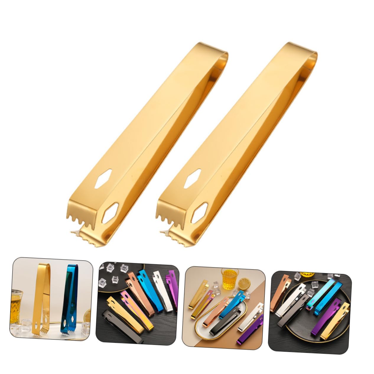 STOBAZA Professional Bar Ice Clip Food Clamp for Serving Polishing Ice Clamp Sawtooth Edge Set of 2