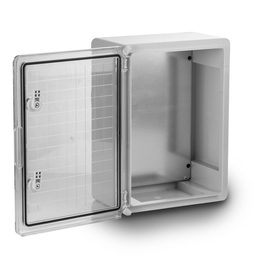 ARLI Schaltschrank IP65 Sichttür Industriegehäuse 300 x 400 x 165 mm verzinkter Montageplatte Verriegelung transparent Tür Gehäuse Leergehäuse ABS Kunststoff leer Schrank 30 x 40 x 16,5 cm
