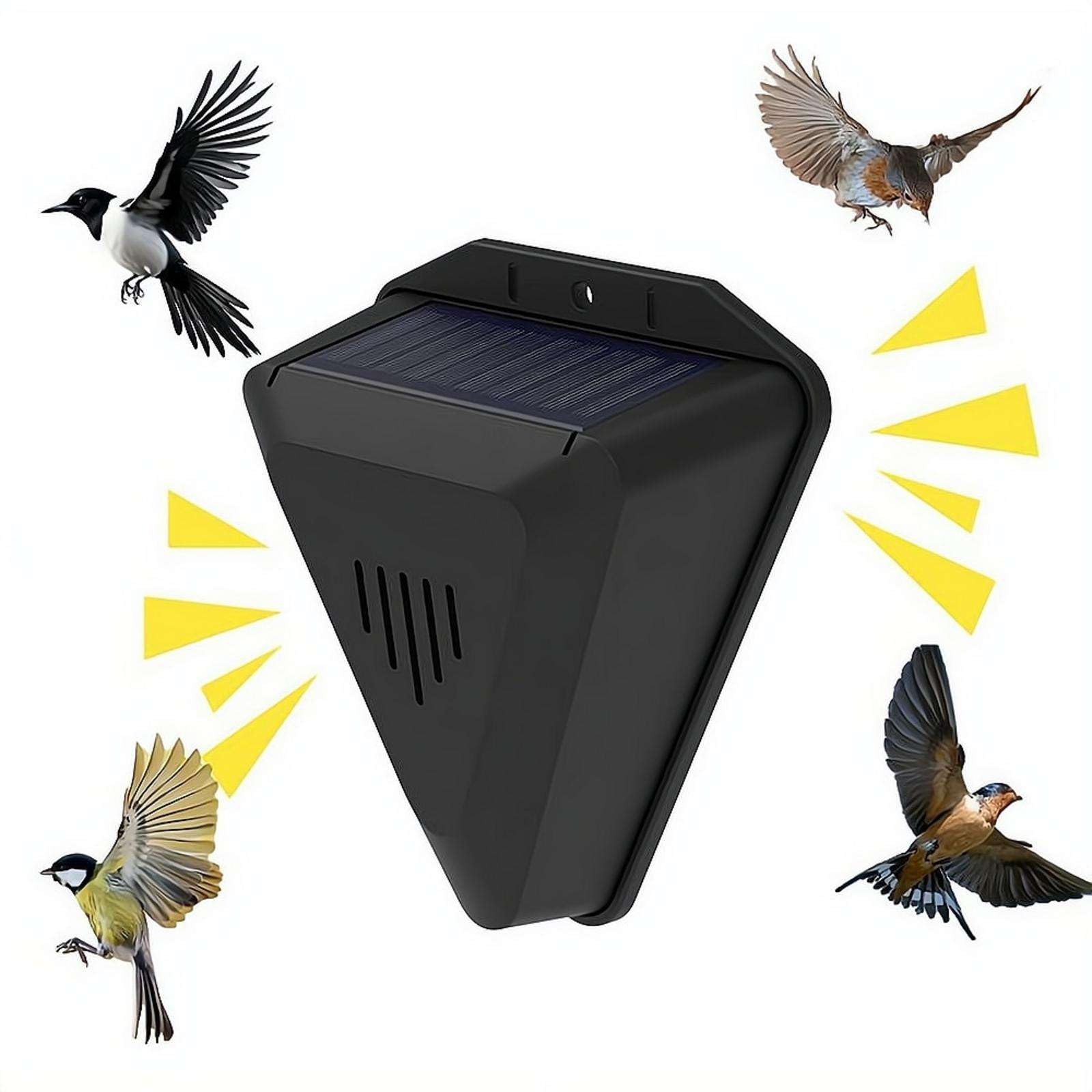 Solar Powered Bird Repeller, Waterproof Outdoor Pigeons Deterrent Device with Sound Light Alarm Bird Scarer, for Outdoor Garden Yard