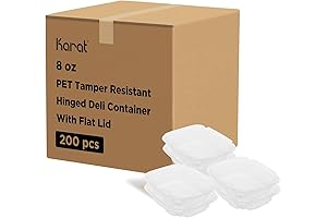 Karat 8oz PET Tamper Resistant Hinged Deli Containers with Lids