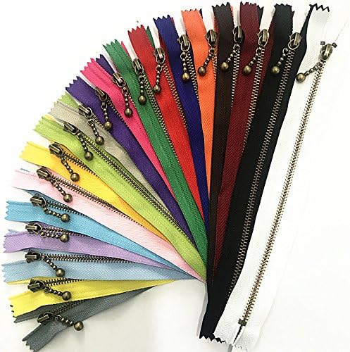 WKXFJJWZC 20pcs 8 Inch (20 cm) Brass Close-endï¼Å’ Zipper On Mix Nylon Coil Zippers (8inch)