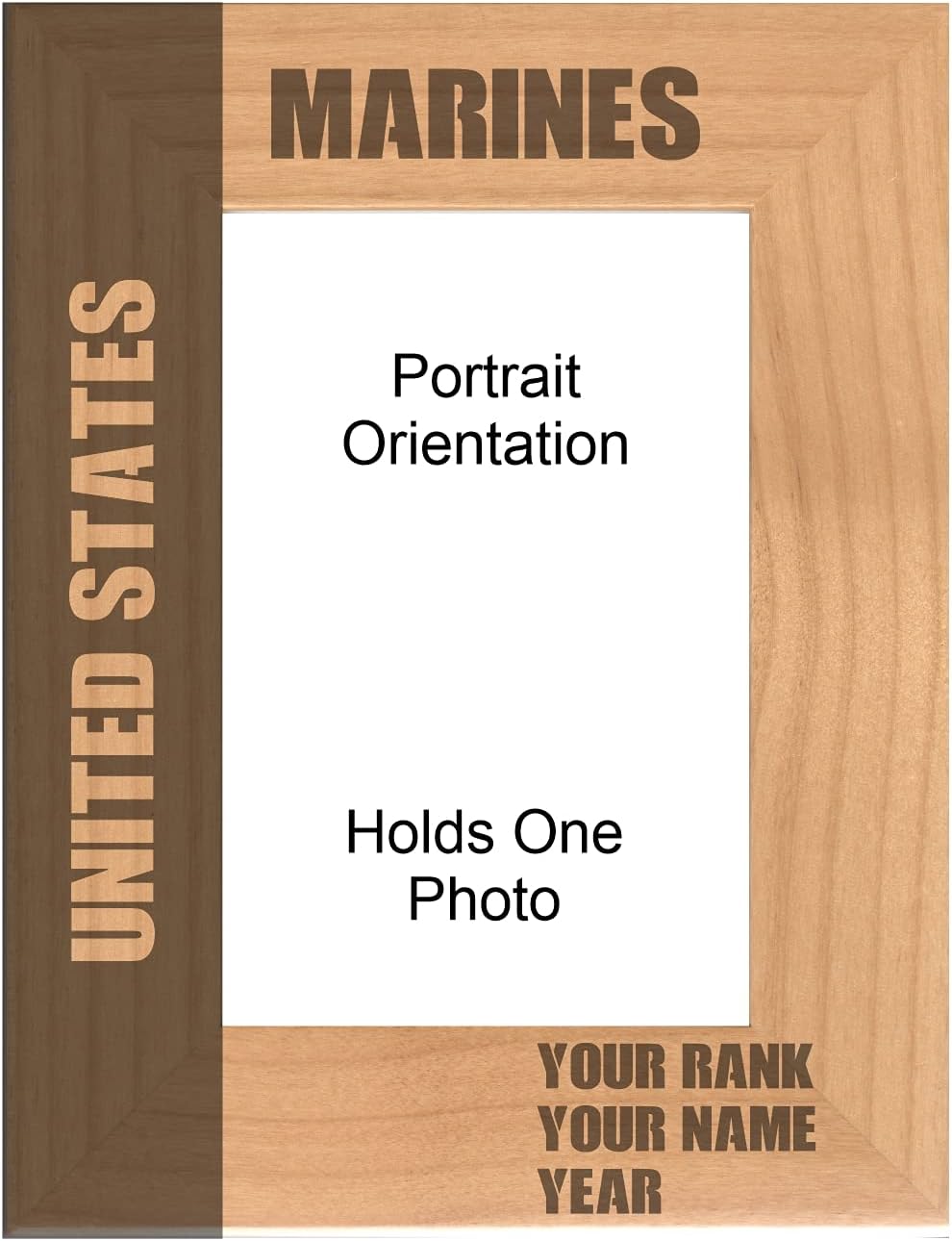 Personalized Military Gifts United States Marines Engraved Natural Wood Picture Frame Custom Text Veterans Day
