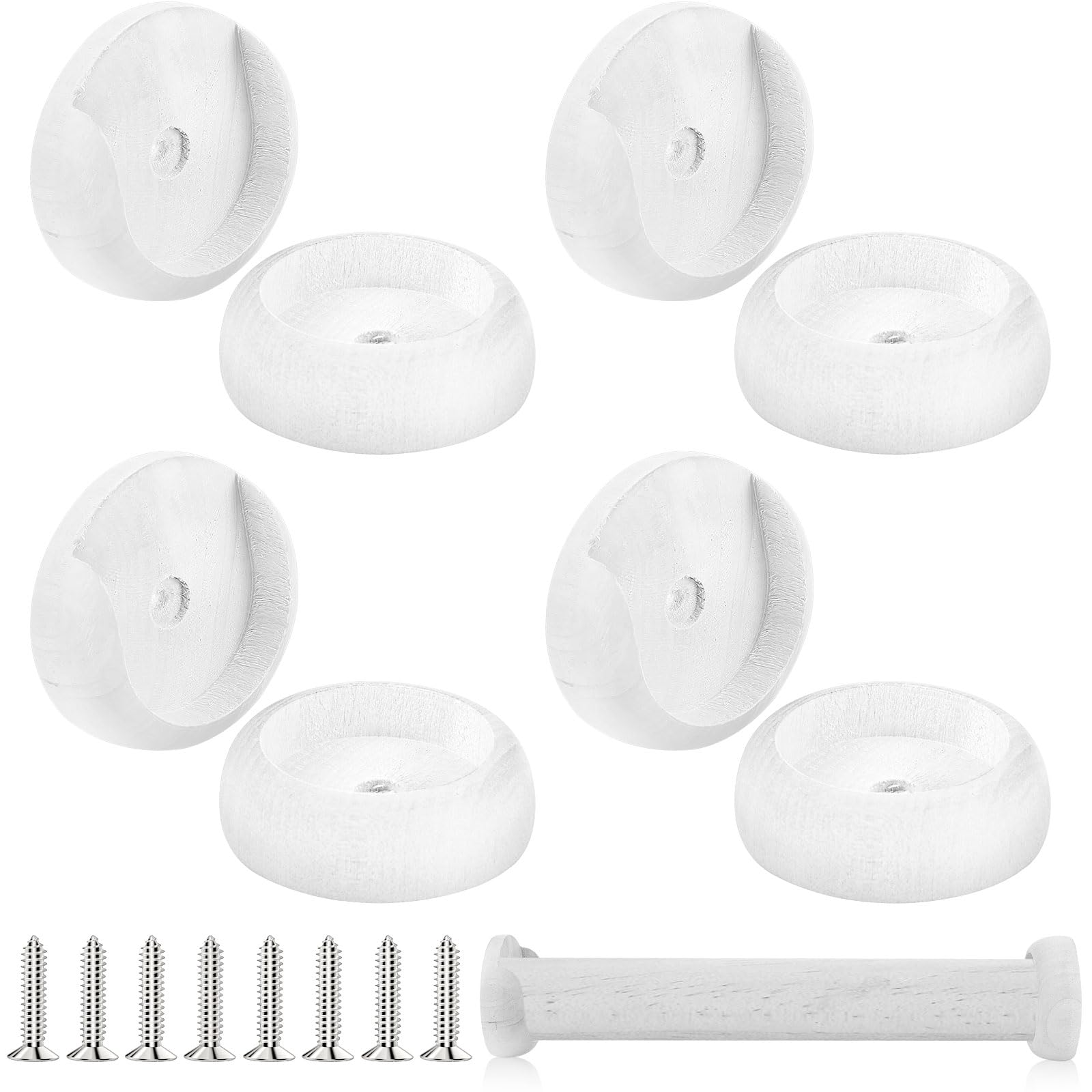 Yookeer 8 Pcs Wood Closet Rod Socket 1-3/8" Pole Holders, White