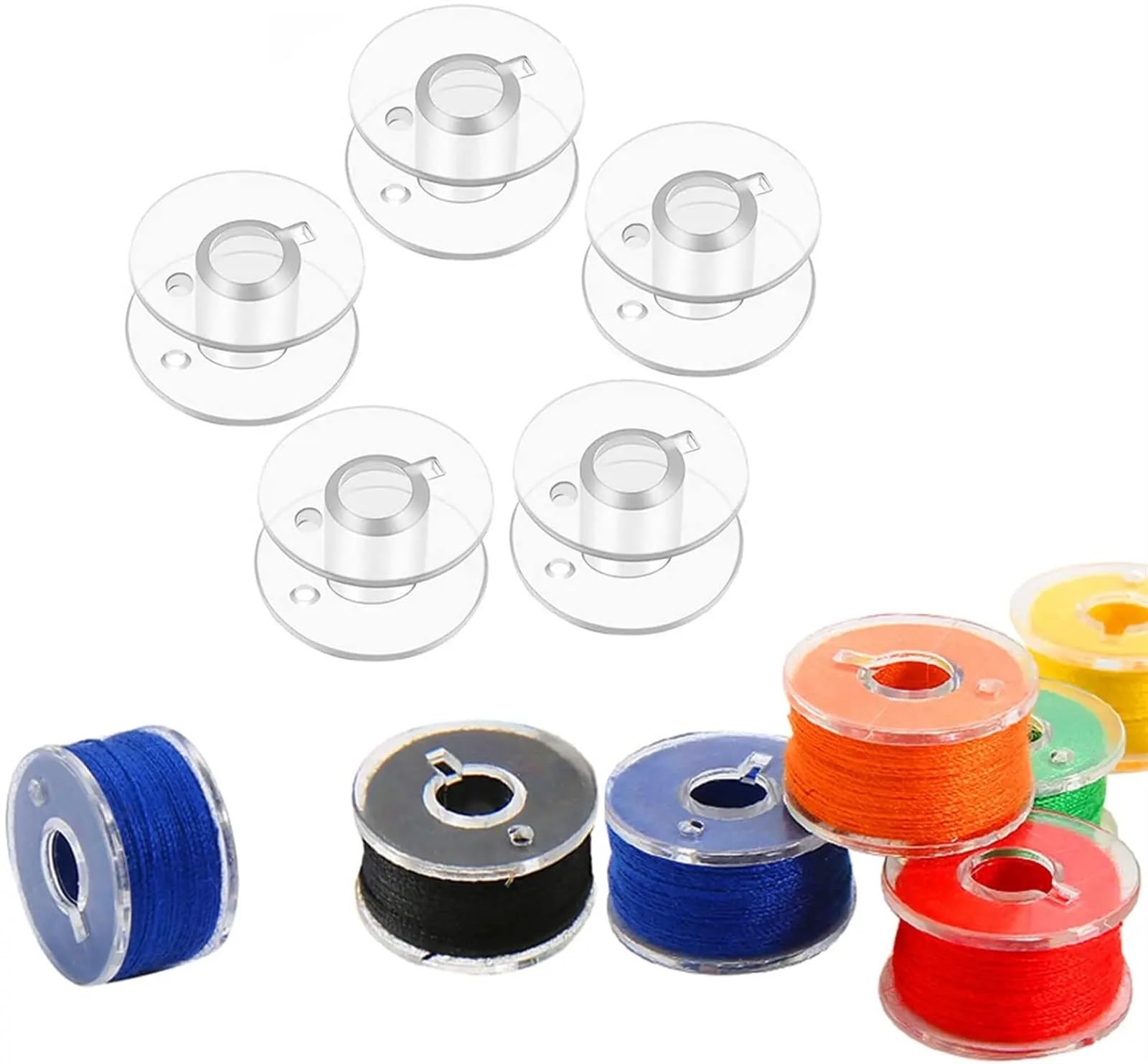 Bobinas para máquinas de coser, 25 bobinas for máquina de coser con caja almacenamiento plástico(1pc Empty Box)