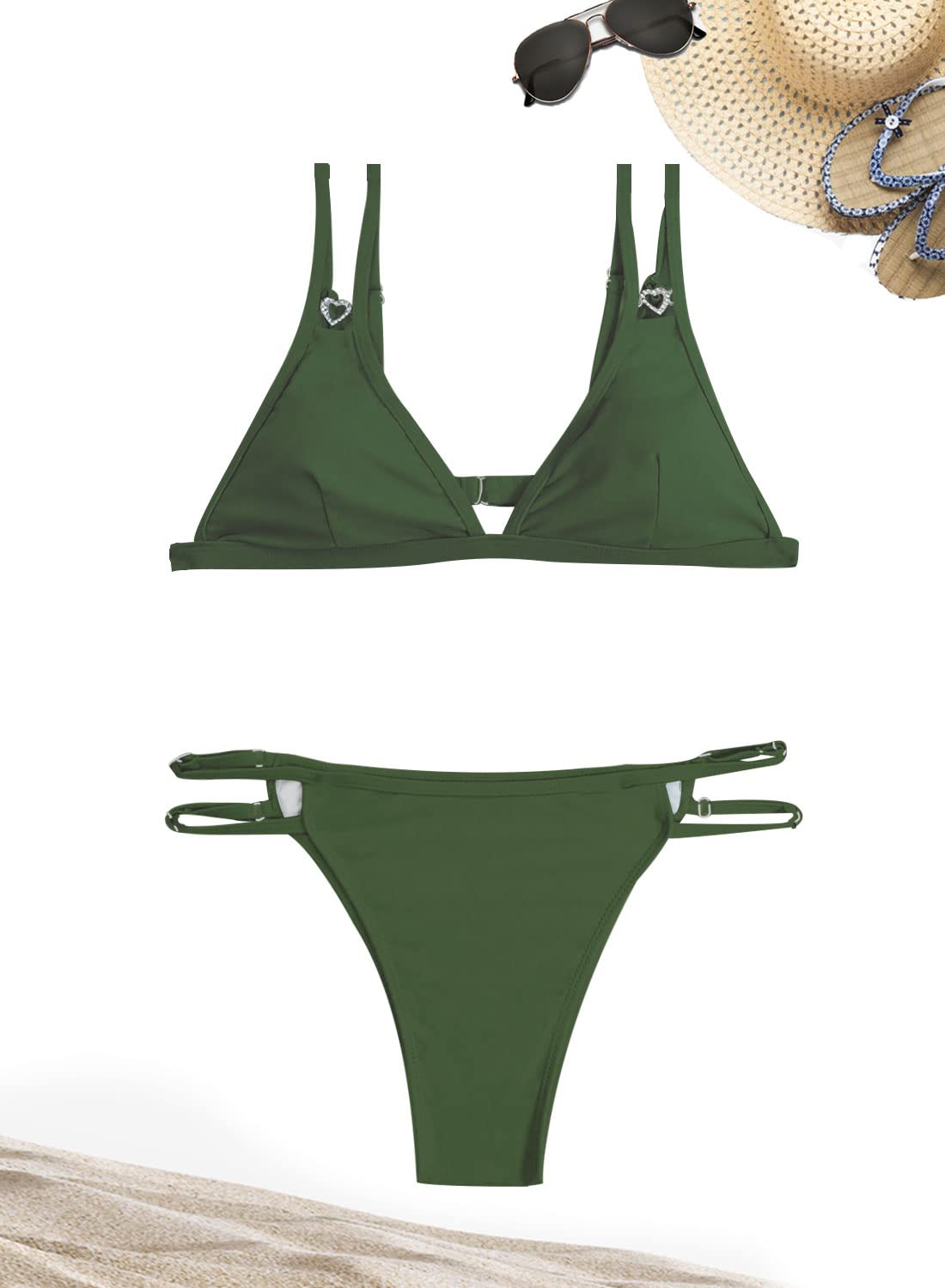 Bikini Mujer Trajes de Baño Dos Piezas Ajustable Halter Top Bikini Triangular Cintura Baja Tanga Ropa de Baño