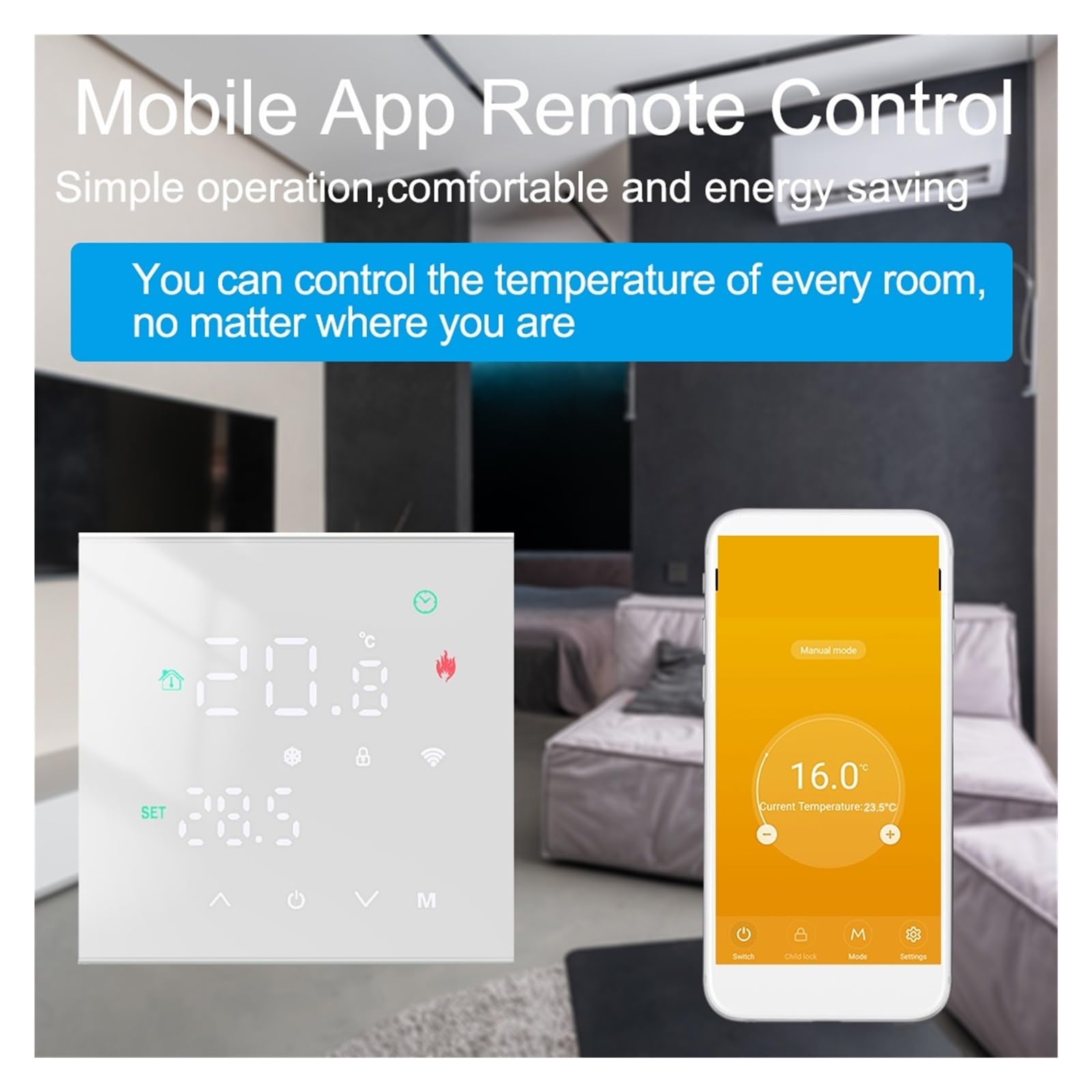 Inteligentny regulator temperatury termostatu WiFi do ogrzewania wody/elektrycznej podłogi/kocioł gazowy OszczęDza Energię I Koszty Ogrzewania(Electric 16A WiFi)