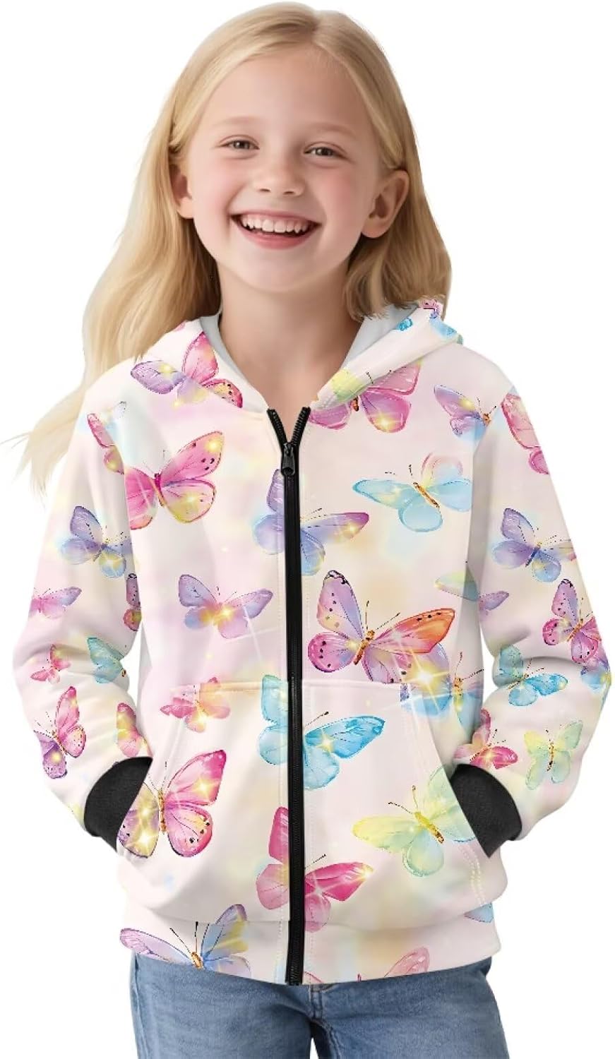 Girls Zip Up Hoodie Long Sleeve Sweatshirts Fall Outfits 2025 Casual Warm Loose Fit Hoodies Jackets