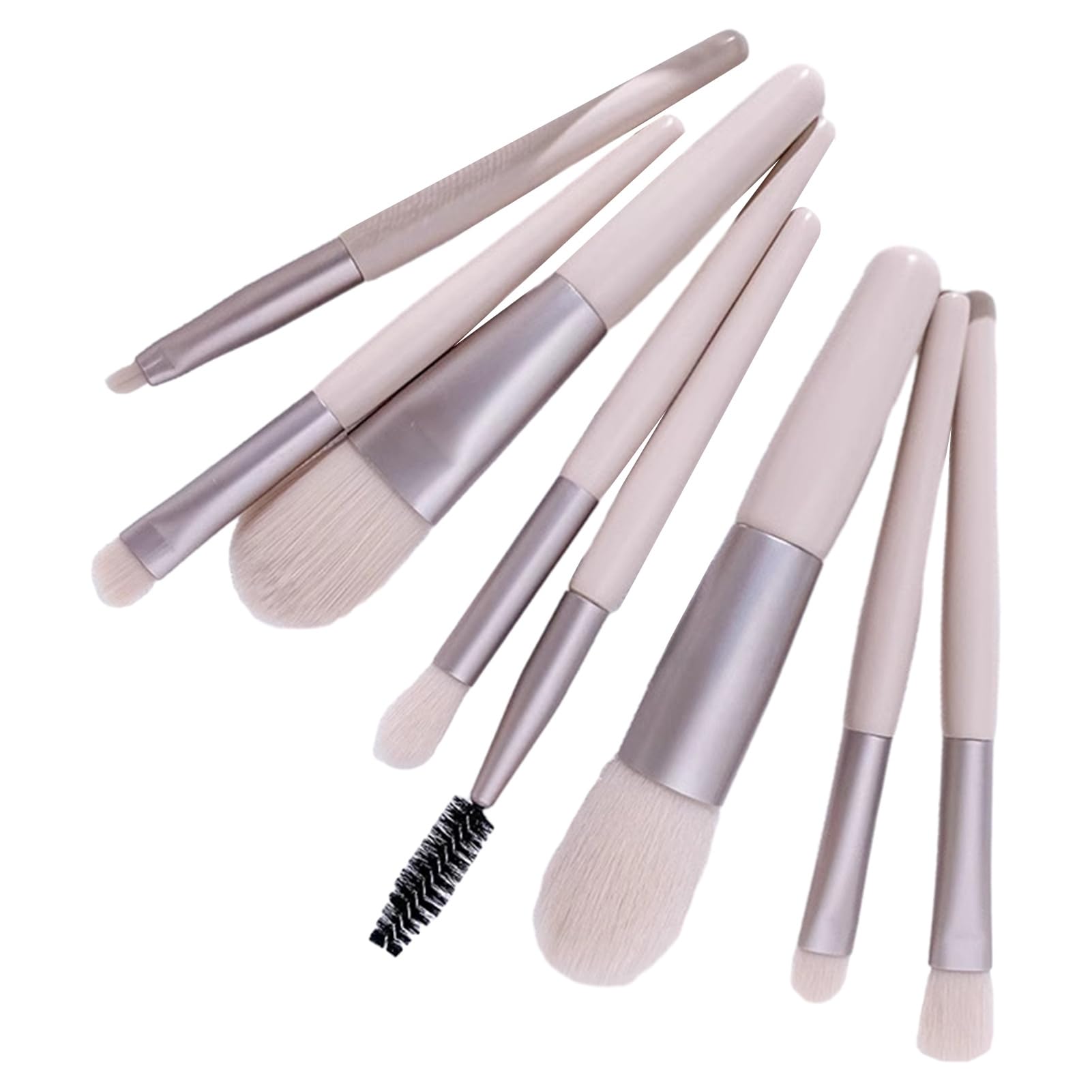Tainrunse Juego de 8 brochas de maquillaje profesionales para principiantes, cerdas suaves, mezcla de base, rubor, labios, nariz, sombra, sombra de ojos, cejas, pestañas, color beige