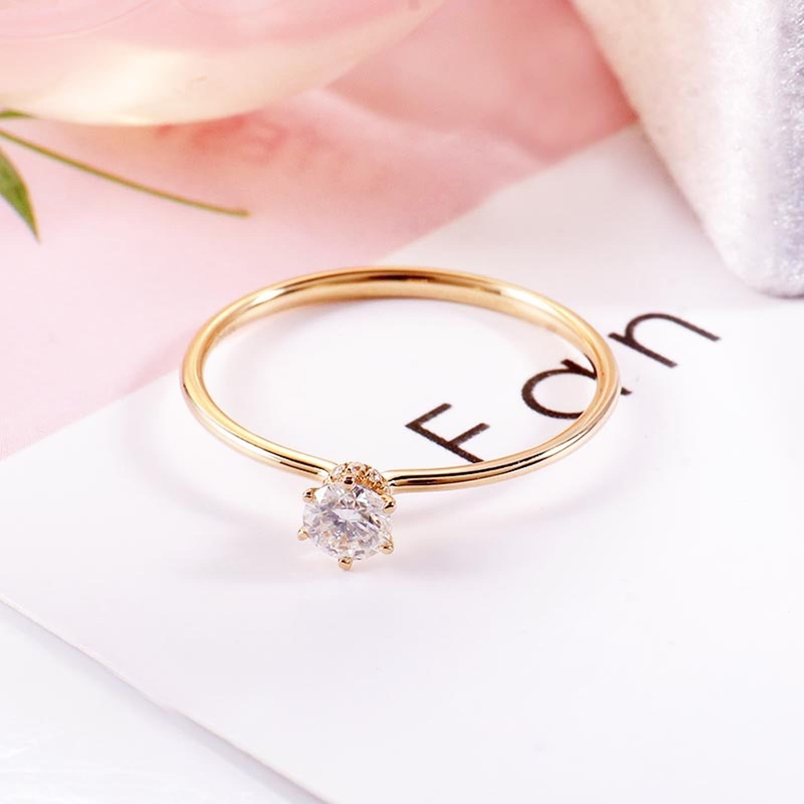 Bague solitaire pour femme en or jaune 9 carats/14 carats/18 carats avec moissanite 1 carat