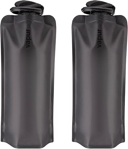 Vapur Botella de Agua Plegable con Mosquetón, Botella Compacta que se Pliega Plana para Hidratación en Movimiento, Ideal para Viajar, Senderismo o