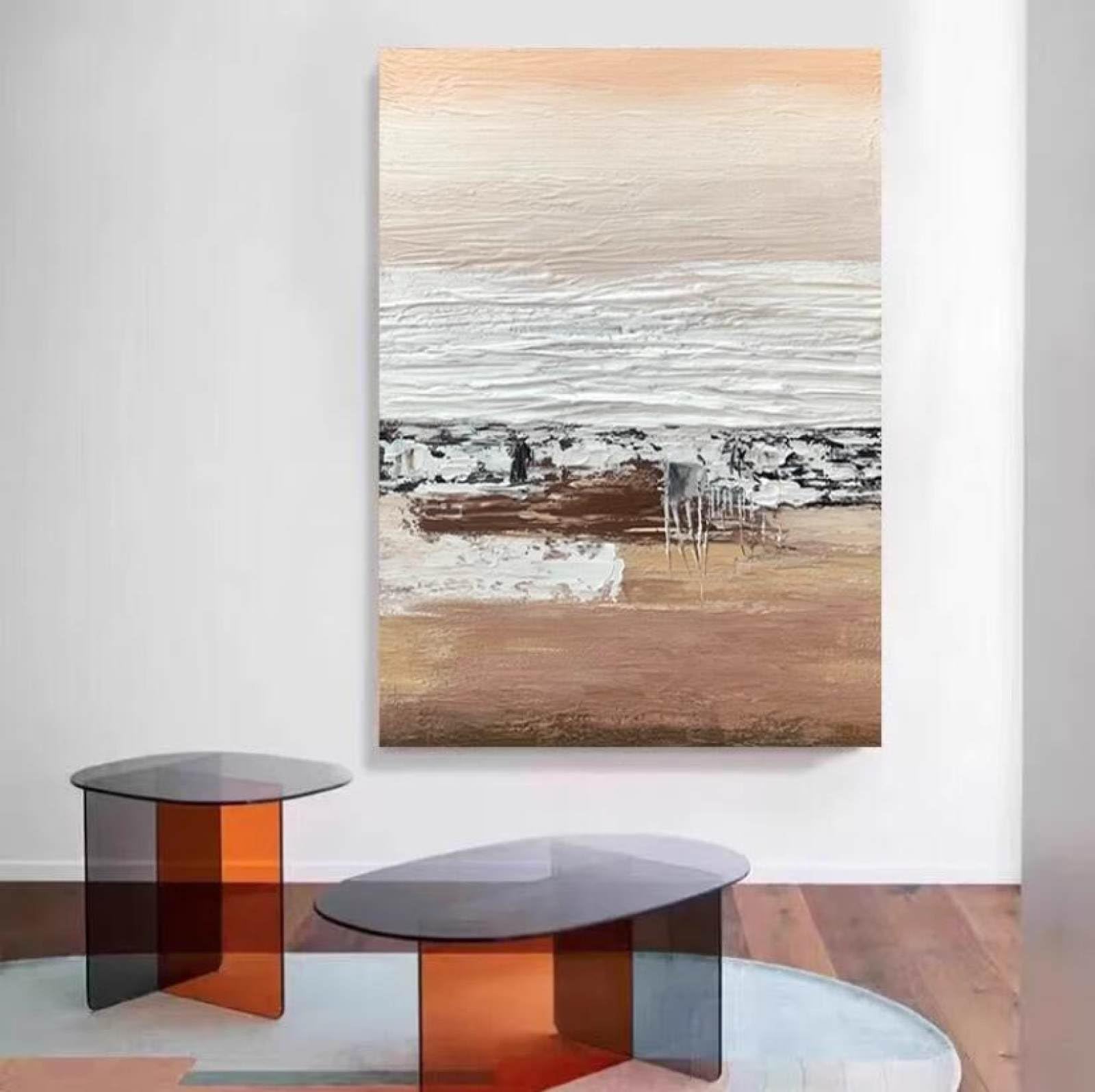 Peinture à l'huile sur toile paysage de plage fait main