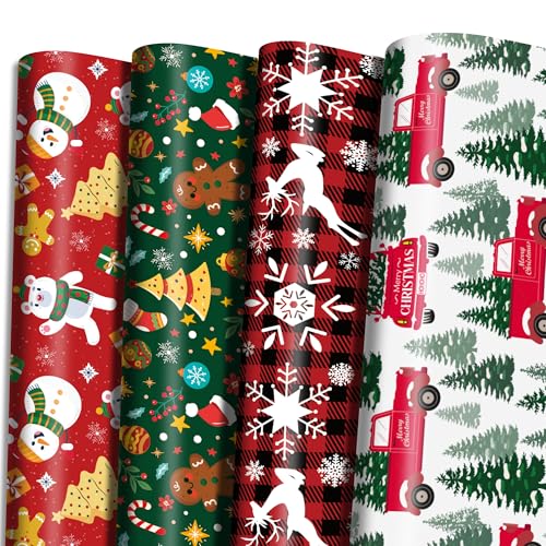 OHOME Christmas Wrapping Paper - Jumbo Sheets - Christmas Decorations | CHRISTMAS Gift Bags | Red, Green and White Tissue Paper - Gifts for Kids Men Women | Xmas Party Favors,29' x 42'