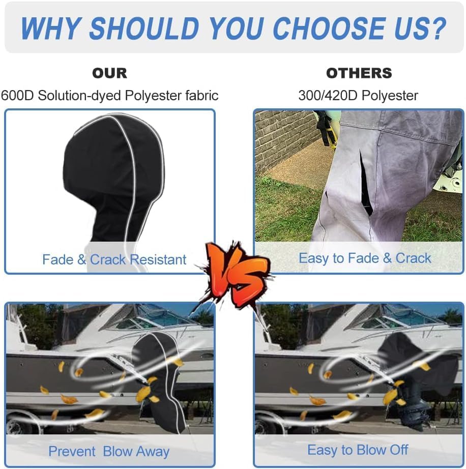 Miniatura 4 de Cubierta completa para motor fuera de borda 600D resistente a la decoloración y a las grietas, cubierta de motor de barco resistente al agua y a los