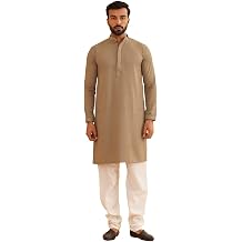 Sojanya Since 1958 MenS Cotton Embroidered Thread Work Kurta With White Churidar Pyjama