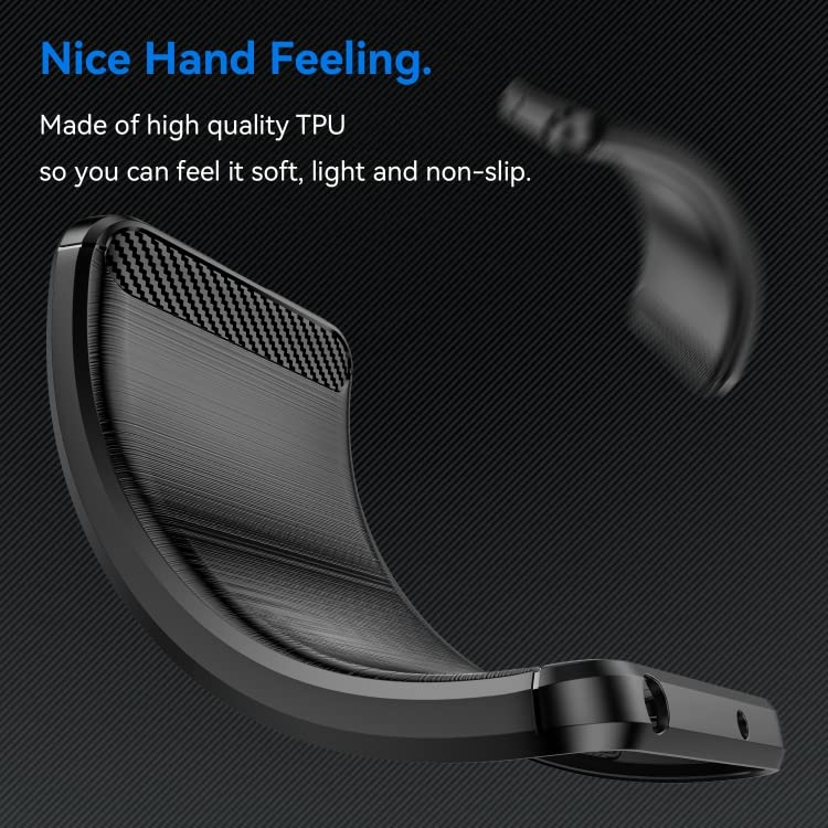 Image of NPRC Hybrid Ultra Slim Protective Case TPU Non-Slip Carbon Fiber Texture Shockproof Case Cover for Moto G52 - Black