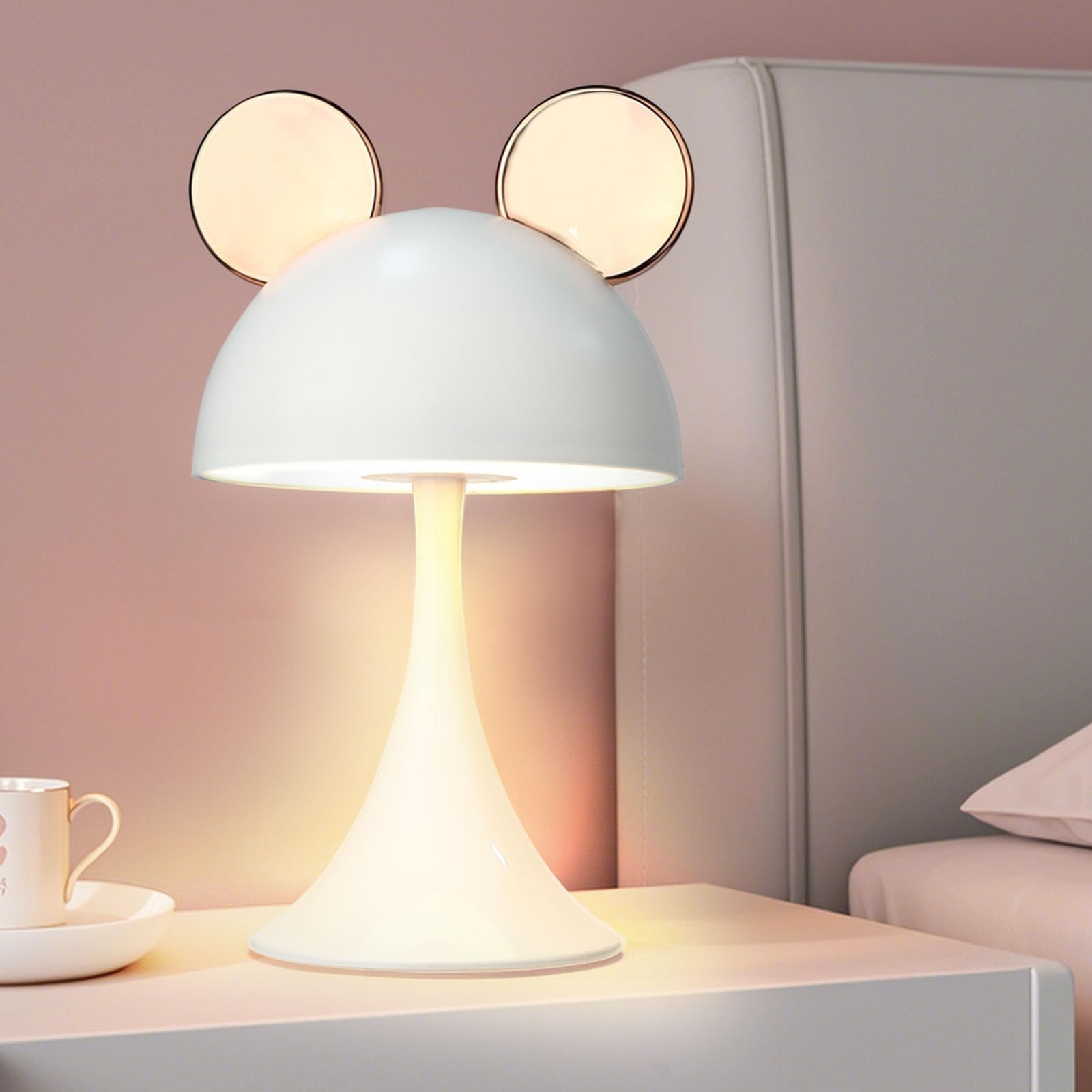Wiederaufladbare Mausform LED Dimmbare Touch Schreibtischlampe Lesen Nachtlicht Niedliche Nachttischlampe (Gold)