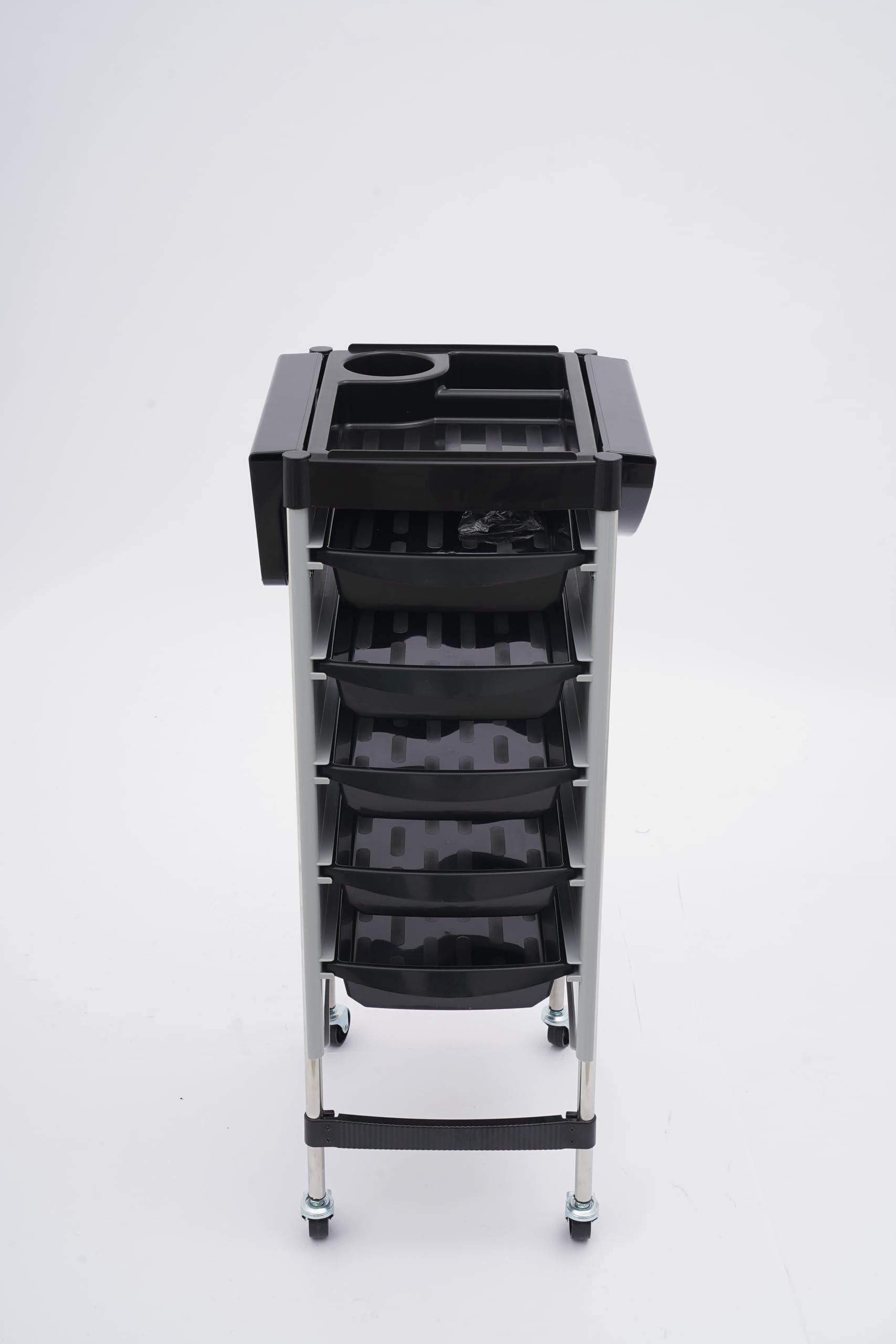 Carrito de peluquería con ruedas, 90 x 36 cm, carrito de peluquería con 5 cajones, carrito de salón para suministros de peluquería, joyas, cosméticos (gris blanco)