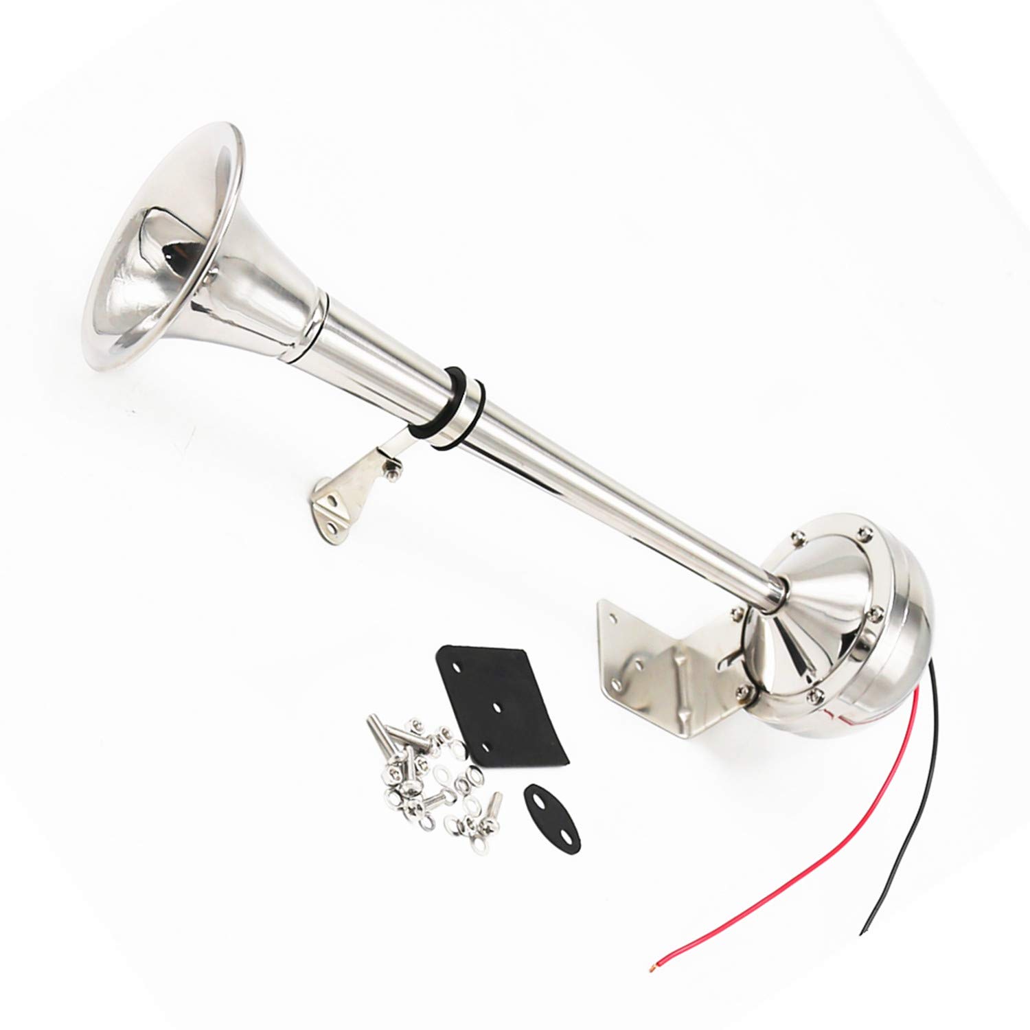 Car Horn Cuerno de coche 12V Cuerno de trompeta de barco marino Cuerno de camión 160DB acero inoxidable 304 Cuerno de coche eléctrico Plata con soporte de montaje Acero inoxidable