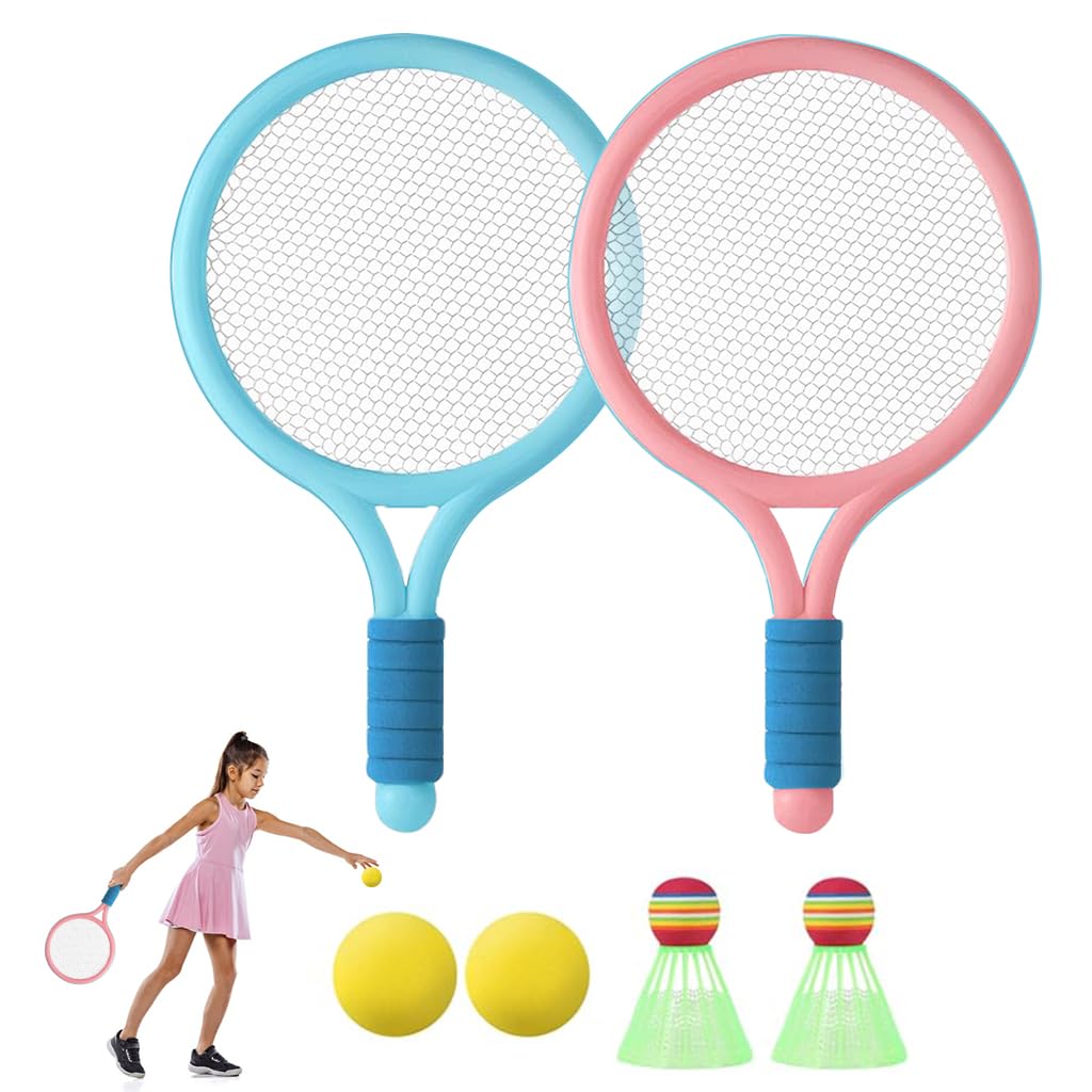 PROBEROS Kids Racket Set, 9 Inch, 2 Tennis, 2 Badminton Balls