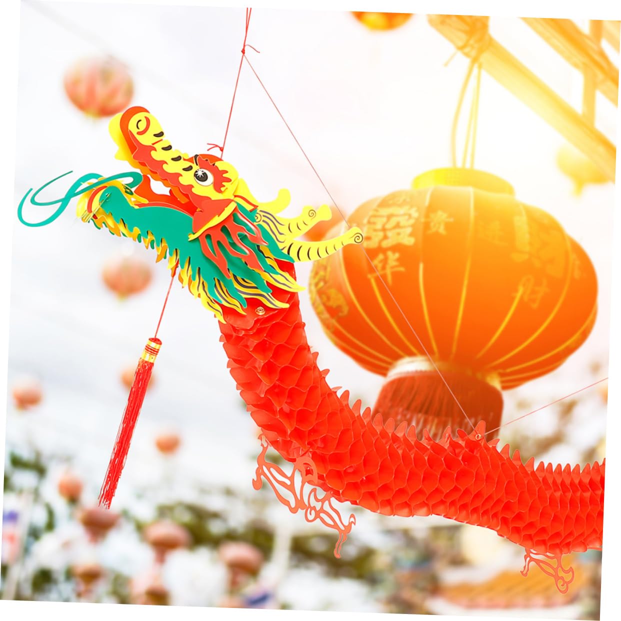 Zerodeko 4stücke Chinesische Drachen-hängedekoration Für Neujahr Einzigartige Frühlingsfest-Ornamente Für Garten Und Feierlichkeiten