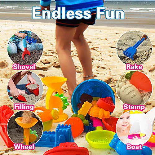 image for ToyerBee Beach Toys- 27 Pcs Sand Toys Set with Mesh Bag Including Sand