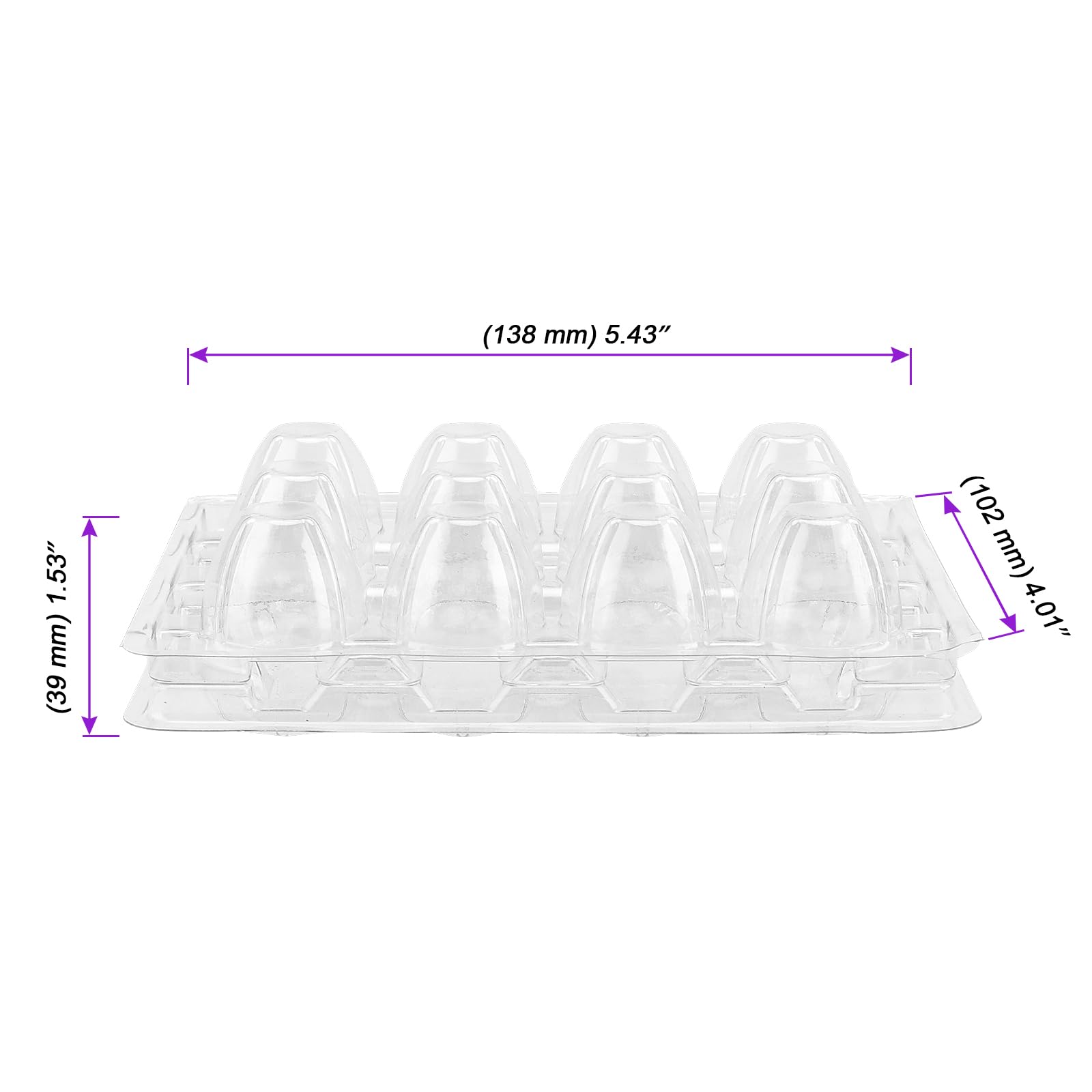 JOIKIT Paquete de 100 cajas de huevos de codorniz de plástico transparente de 12 rejillas, bandeja organizadora apilable para cocina, mercado, granja