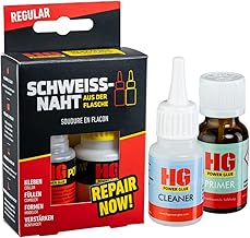 HG POWER GLUE Die Schweißnaht aus der Flasche mit Cleaner und Primer für PP, PE, Silikon - Kleber Set für Kunststoffe, Plastik, Gummi, Stein, Keramik - chemikalienresistent, hitzebeständig