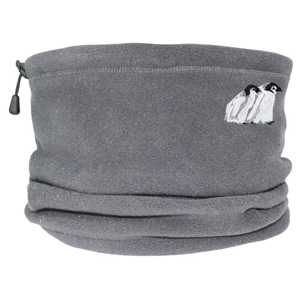 Teddyt's Women's Grey Embroidered Penguins Fleece Toggle Snood Neck Warmer (Grey)