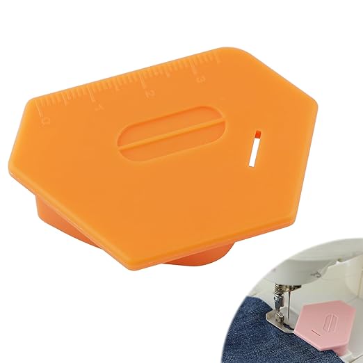Magnetic Seam Guide for Sewing Machine, Polygonal Multifucntional Seam Guide Hemmer with Scale, Sewing Quilting Supplies Accessories (Orange)