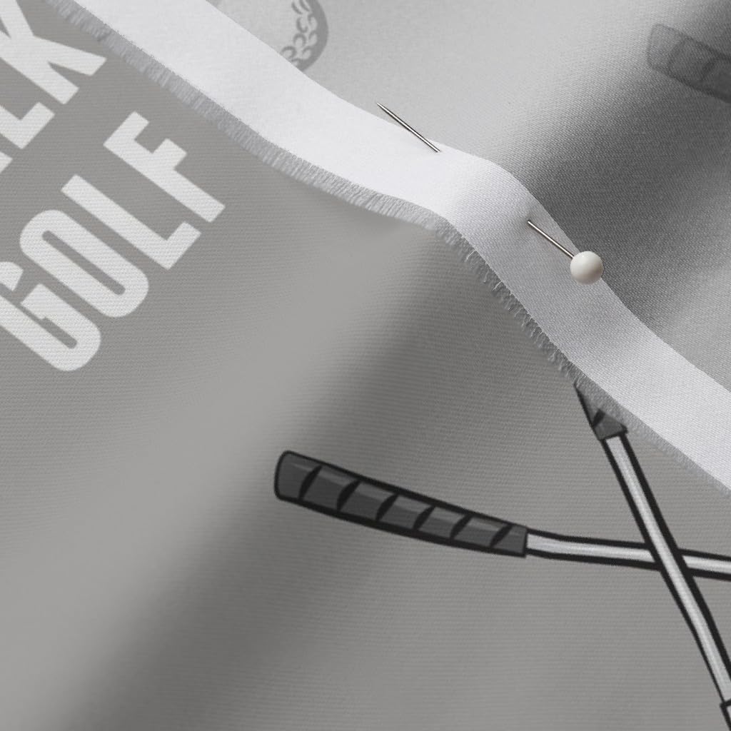 Spoonflower Fabric - Walk Golf Gray Golfing Clubs Sports Themed Printed on Organic Cotton Sateen Fabric by The Yard - Sewing Quilting Apparel Home Decor