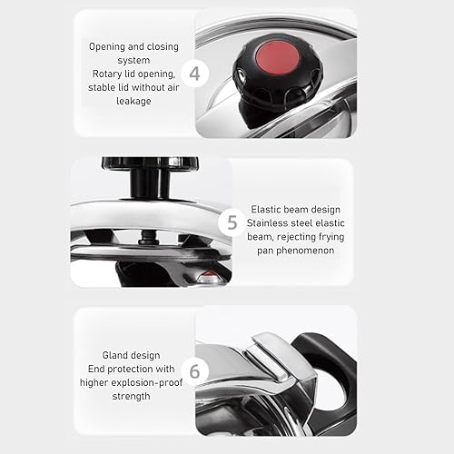 Miniatura 4 de Pyhodi Olla a presión de acero inoxidable para el hogar, cocción rápida, olla a presión multifuncional a prueba de explosiones de doble fondo para