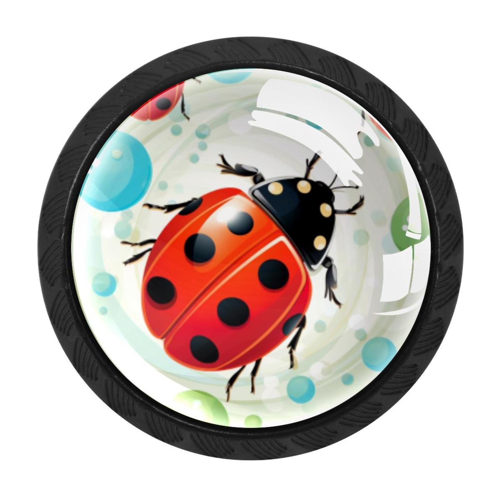 Chenzzzz Multicolored 07 4 Pack Black Ladybird Kitchen Handles, Cabinet Pulls Hardware For Cupboard Drawer Knobs Dresser Pulls
