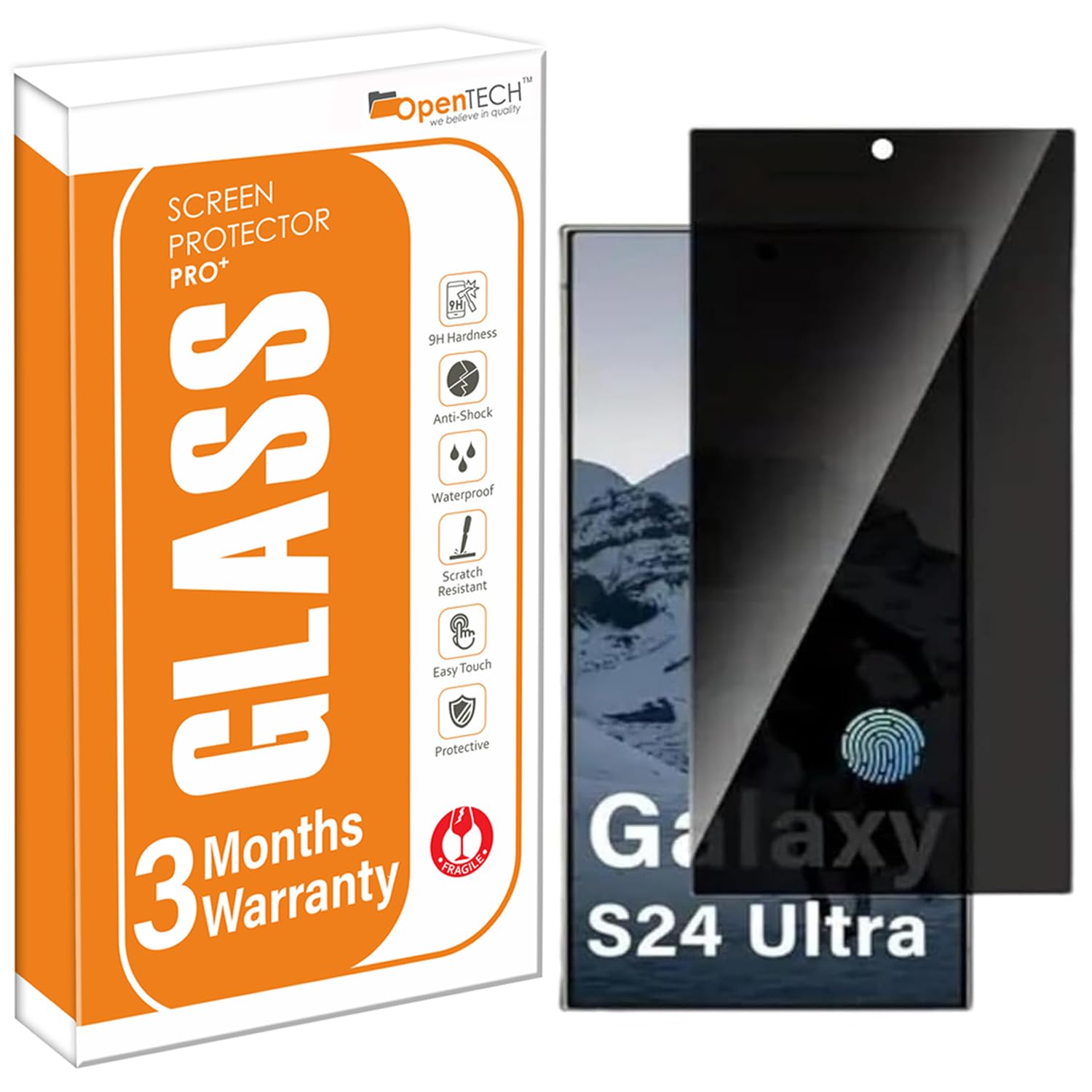 OpenTech® Privacy Tempered Glass Screen Protector Compatible for Samsung Galaxy S24 Ultra with Edge to Edge Coverage and Easy Installation kit-image-4