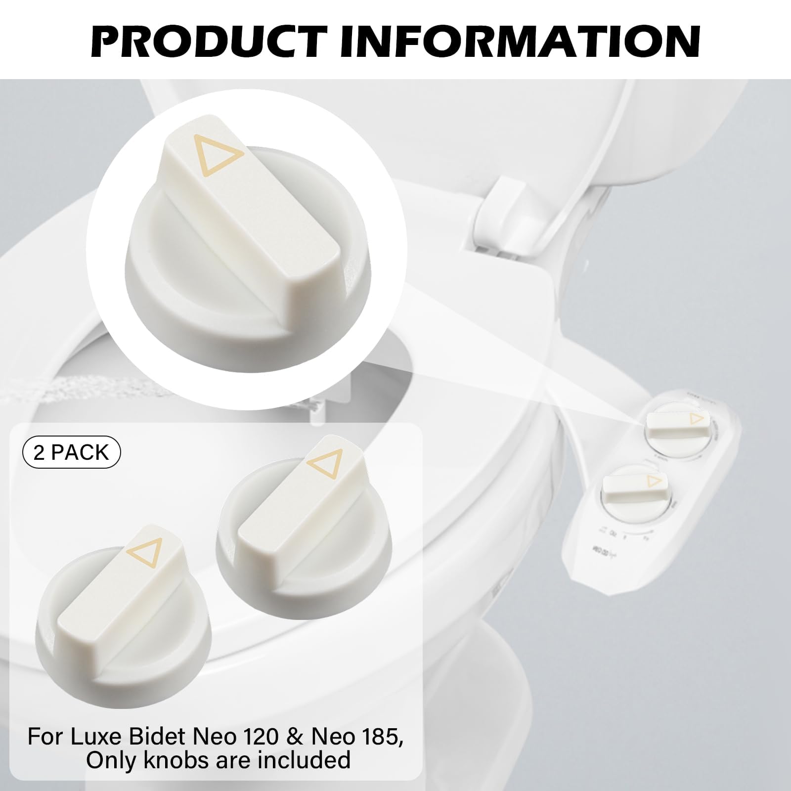 2 Pack Replacement Knob for Luxe Bidet Neo 120 185 Plastic Knob Replacement Bidet Accessories Compatible with Luxe — view 6