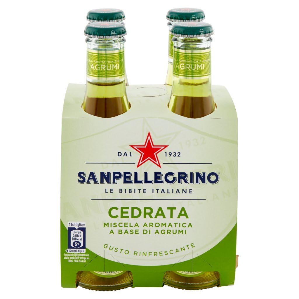 San Pellegrino Cedrata Soda Citron Soft drink Botella 48 x 20 cl refrescante bebida italiana sin alcohol + Polpa italiana Gourmet 400 g