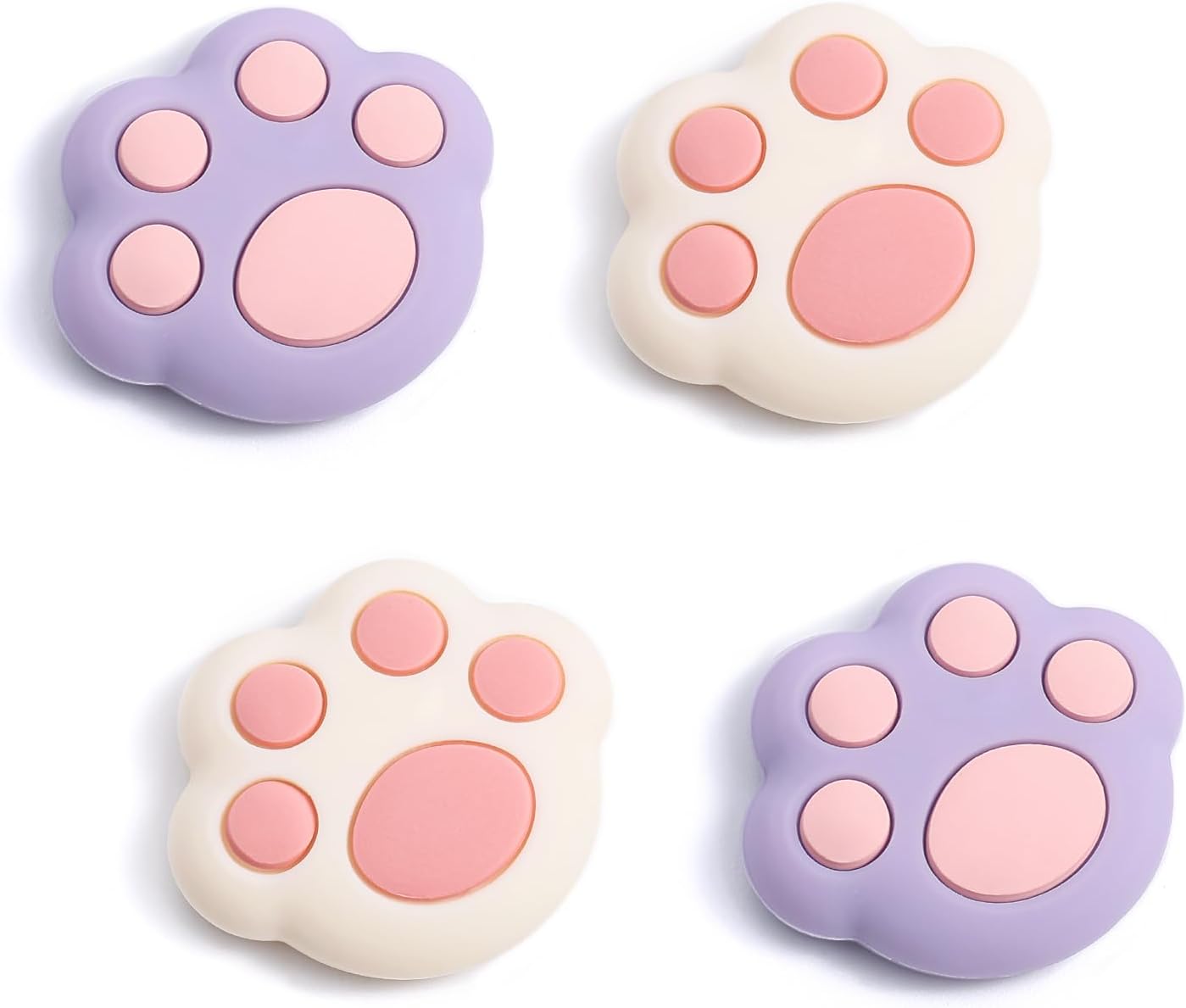 DLseego 4PCS Thumb Grips Designed for Nintendo Switch 2 (2025),Soft Silicone Joycon Analog Controller Protective Anti-Slip Cover Button Joycon Joystick Caps Covers, Cat Paw - Pink Purple