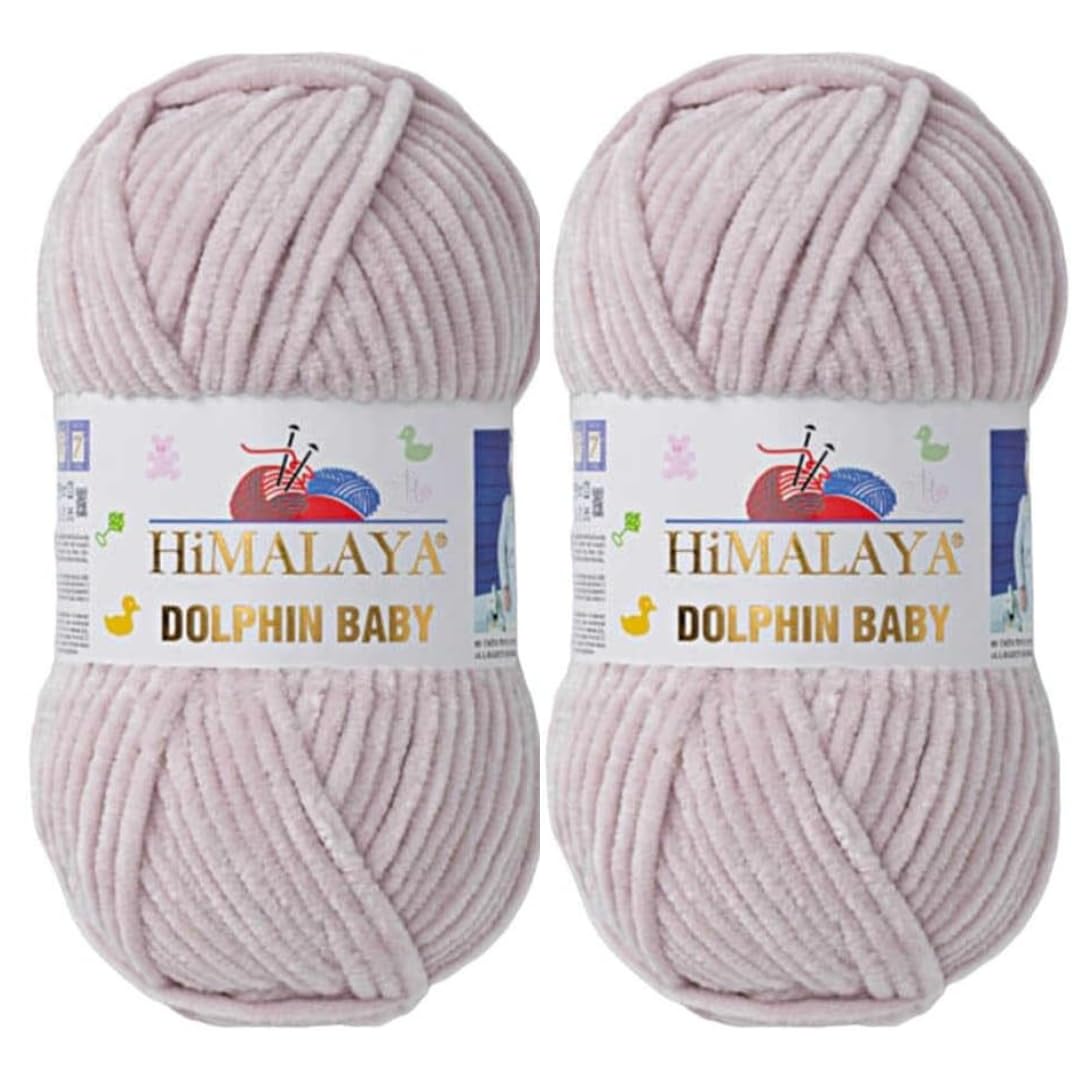 Himalaya Dolphin Baby Yarn 2 X 100g Skeins Super Bulky Yarn for Knitting/Crochet Ideal for Cardigans Shawls Blankets Hats and Home Textiles (2, 80342 Powder Cream)
