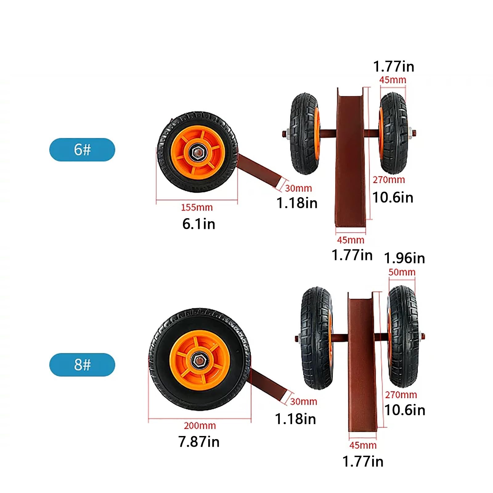 Carro para Transportar Paneles de Puertas, Carga de 200 kg | Carro de Acero para Paneles, Ancho de la Ranura: 45 mm, 2 Ruedas, para Losas de Piedra, Vallas(6in Wheel)