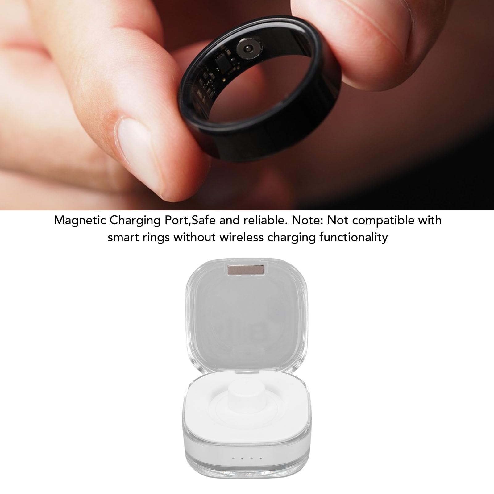 Etui z funkcją ładowania Smart Ring, Magnetyczne Pudełko z ładowarką do R02 R03 R06 R11M R8 H01 SR05 z Szybkim ładowaniem Typu C Bateria 200 MAh 10 Lampek Kontrolnych ładowania