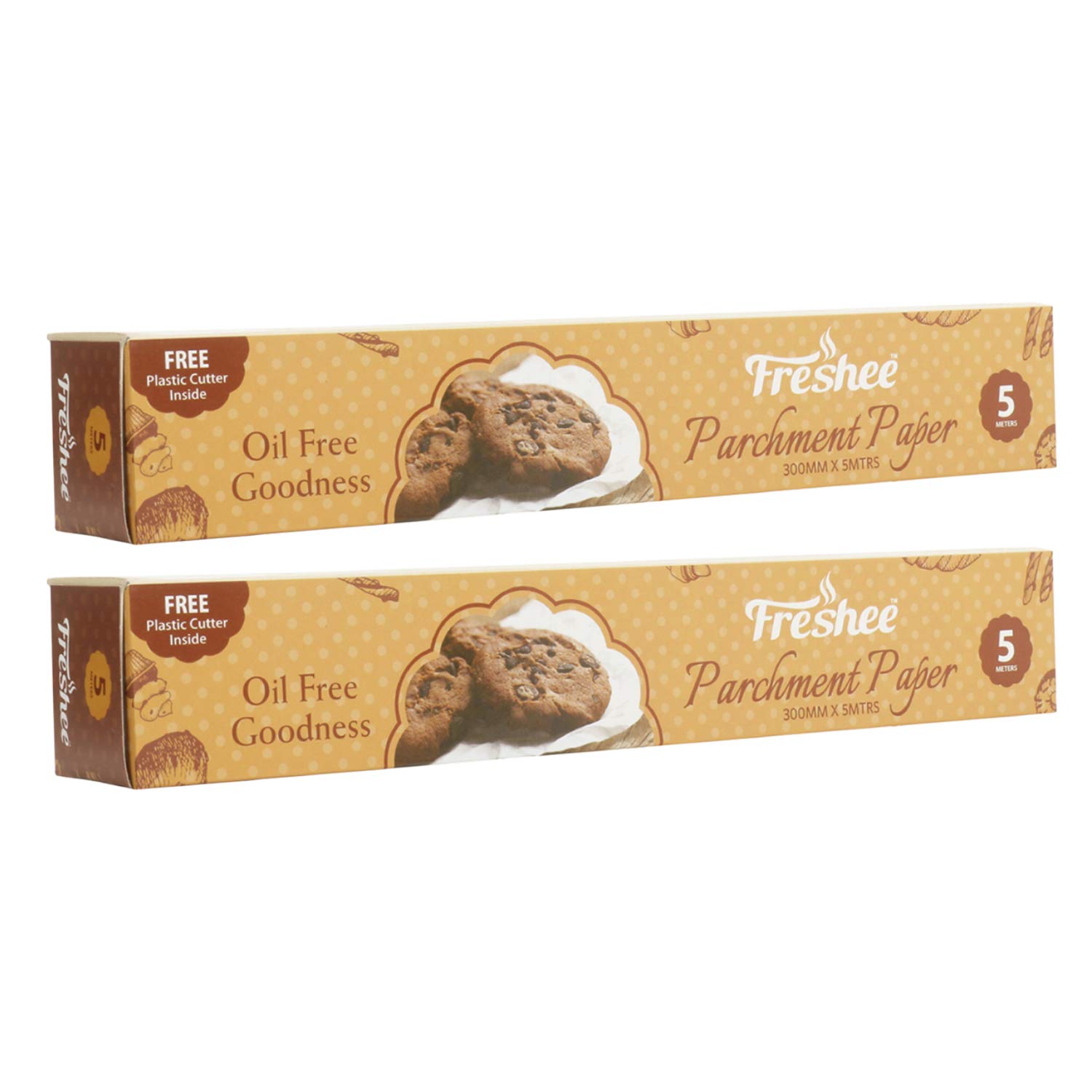 Freshee Parchment Paper Roll for Baking & Cooking 5m x 2 |Chemical Free, Eco Friendly, Non-Stick Baking Paper for Oven & Air Fryer|Heat Resistant Food Wrapping Paper for Cookies Cakes Roti & Freezing